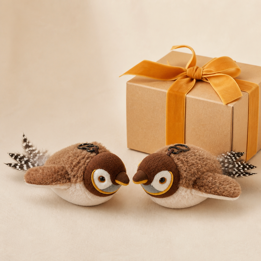 Pack de dos pajaritos interactivos junto a una caja de regalo